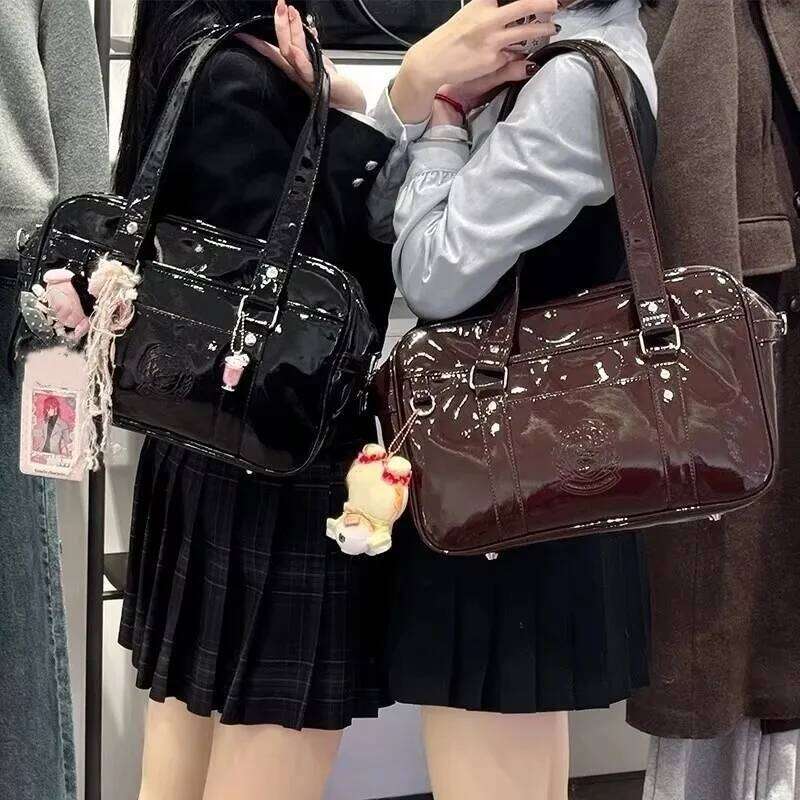 Thread PU Harajuku College Style Handbag Large Capacity Y2k Tote Zip Japanese Uniform Messenger JK Rectangle Bag Women XJ260306