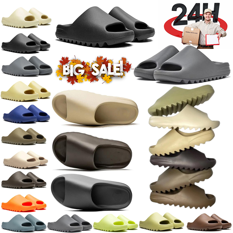 Yezzyslides Free Shipping Men Women Bone Onyx Pure Sandals Bone Black White Desert Slides Flip Flops Outdoor Beach Shoes 37-48