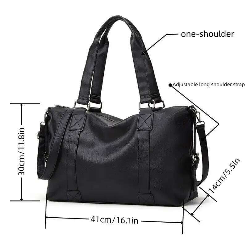 Fashion Simple Tote Black PU Leather Shoulder Crossbody Bag For Women Daily Commuting Bags Travel Storage Pouch XJ260306