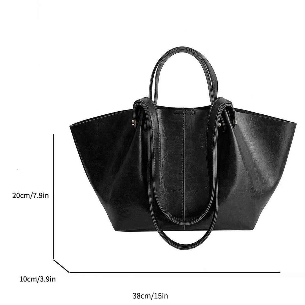 Vintage Tote Bag Leather Texture Precise Stitching Lightweight Large Capacity PU Magnetic Snap Water Resistant for Commute XJ260306