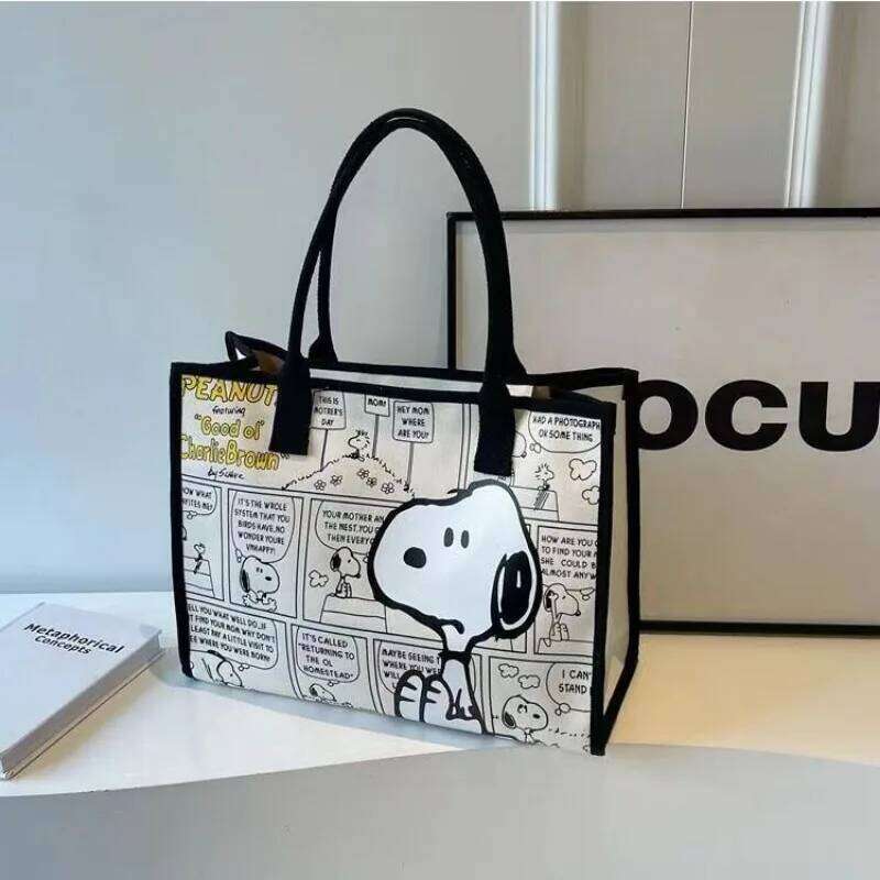 No.1 Anime Snoopy Tote Canvas Large Capacity Female Environmental Protection Portable Pu Cute Printing Shopping Bag XJ260306
