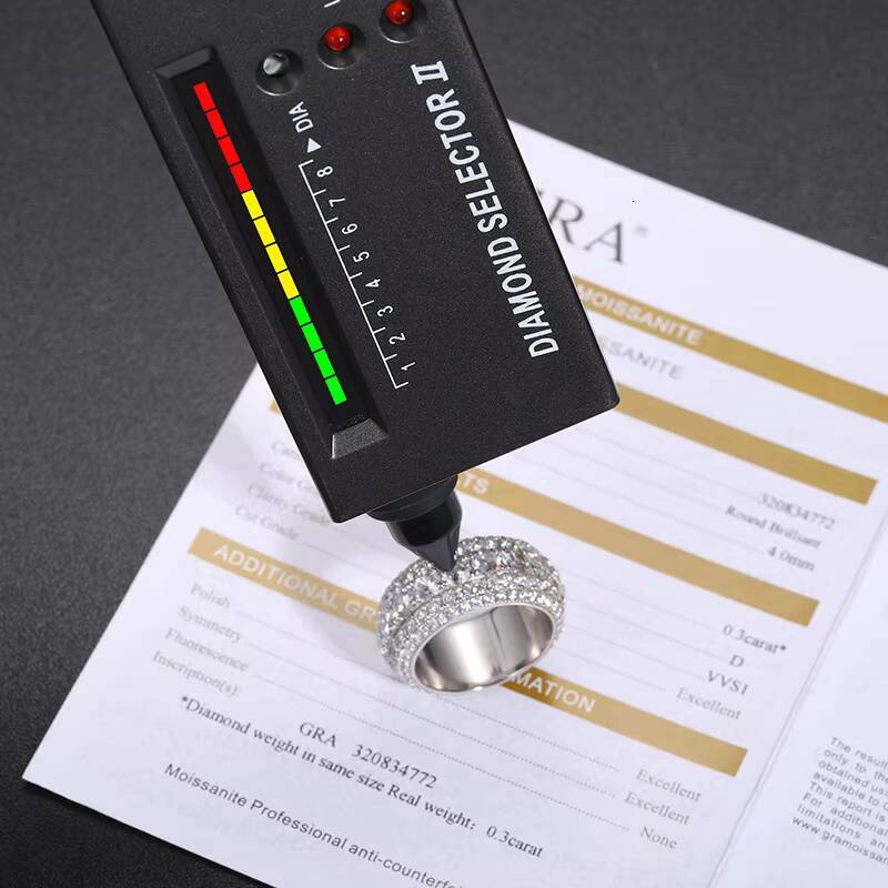 Wholesale Sparking Vvs Moissanite Diamond Ring Round Cut 925 Silver Hip Hop Jewelry Engagement Wedding Rings