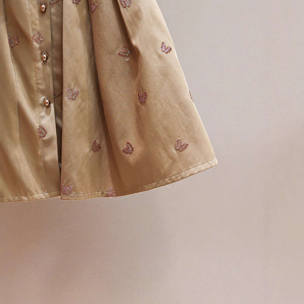 2026 High end Women's Autumn New Small Fragrant Bow Embroidered A-line Waist Dress