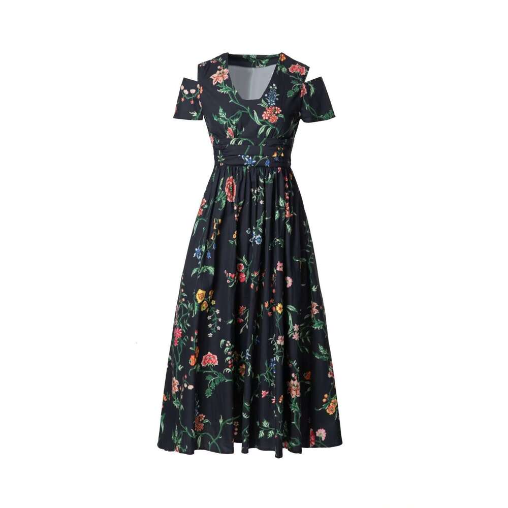 2026 Spring and Summer New Celebrity Women's Short sleeved Medium to Long Printed Fresh Dress with French Floral Charm