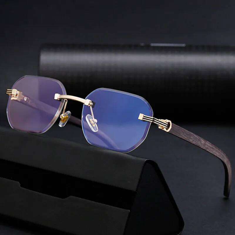 Vintage Square Rimless Sunglasses Men 2025 Luxury Brand Trendy Frameless Punk UV400 Eyewear Anti Blue Light Prescription Glasses Z260306