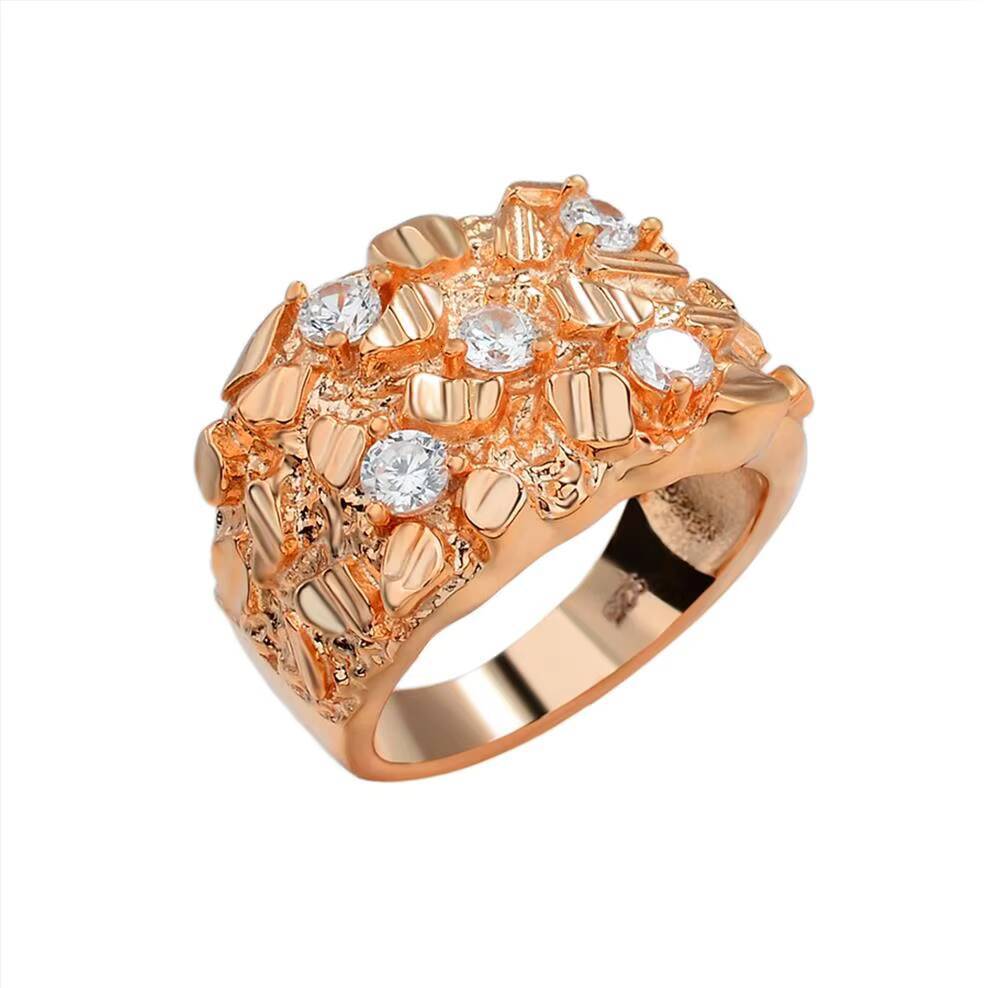 High Quality Vintage VVS Moissonite Factory Directly Hip Hop Jewelry Square Nugget Classic Silver Plated Rings for Gift