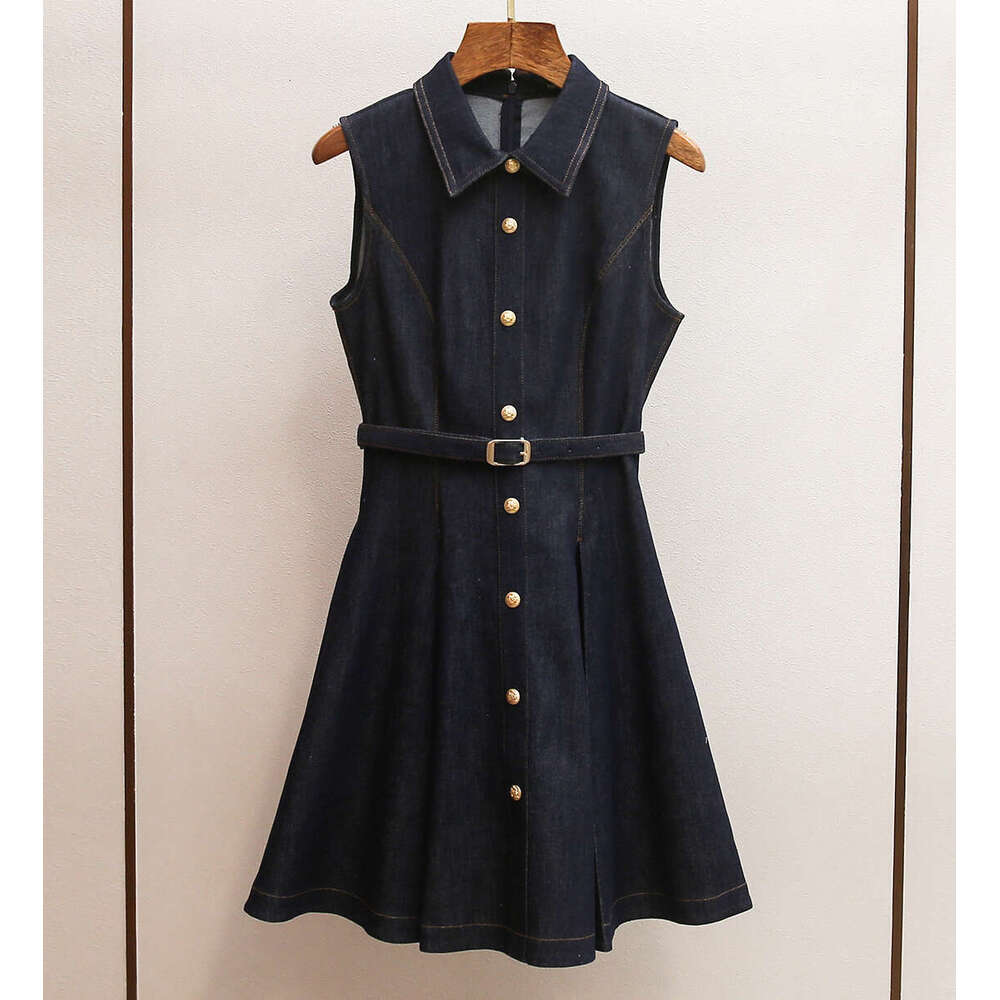 2026 designer high-end women's clothing spring and summer A12 new style French retro style sleeveless A-line dress