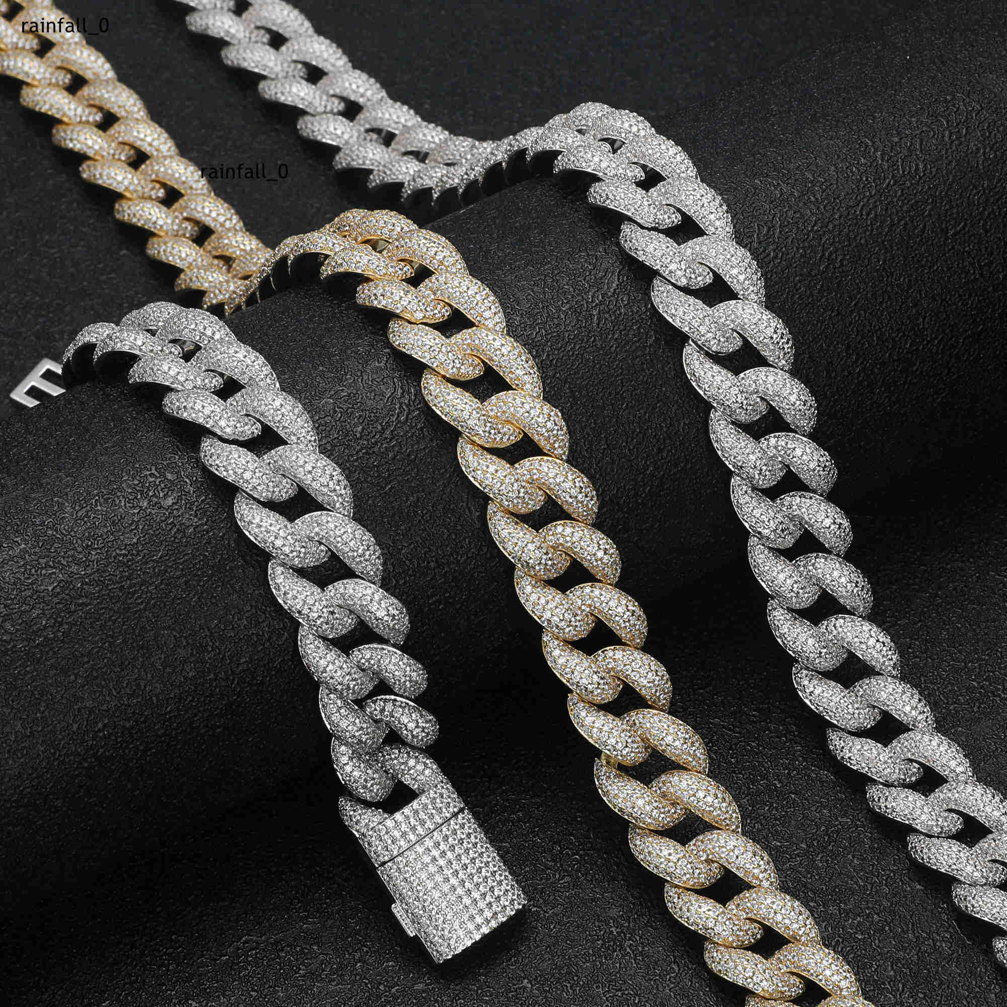 Diamond Chain 925 Mens Ladies Moissanite Cuban 15mm Sterling Silver Full Iced Out Moissanite Cuban Link Chain