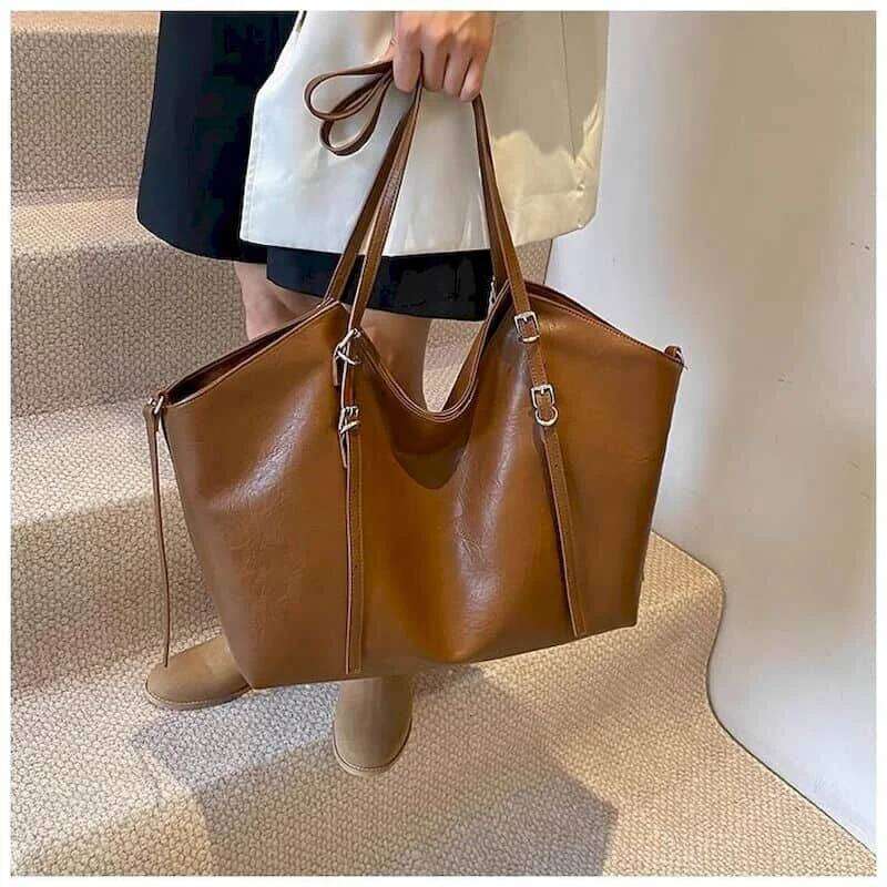 Leather Shoulder for Women Korean Style Handbags Versatile Minimalist Luxury Office Lady High Quality Vintage Tote Bags XJ260306