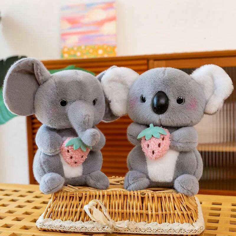 Cute Grey Shy Netflix Little Koala Hugging Strawberry Plush Doll R260908 - view 5