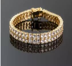 New Arrivals S925 Solid Silver Gold Plated Trendy Tennis Bracelet Two Rows 3mm Wedding VVS1 Moissanite Iced GRA Party Gifts