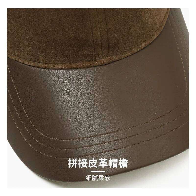 Autumn Winter Korean Men Women Versatile Retro Suede Splicing Premium Women's Fashion Casual PU Brim Baseball Cap Y260304