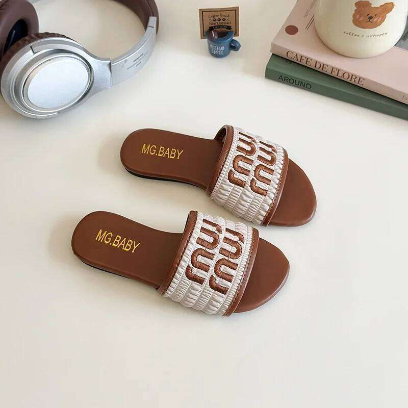 Girls Summer New Casual Wear Resistant Waterproof Children Vacation Retro Flat Beach Slippers Mujer De Zapatillas