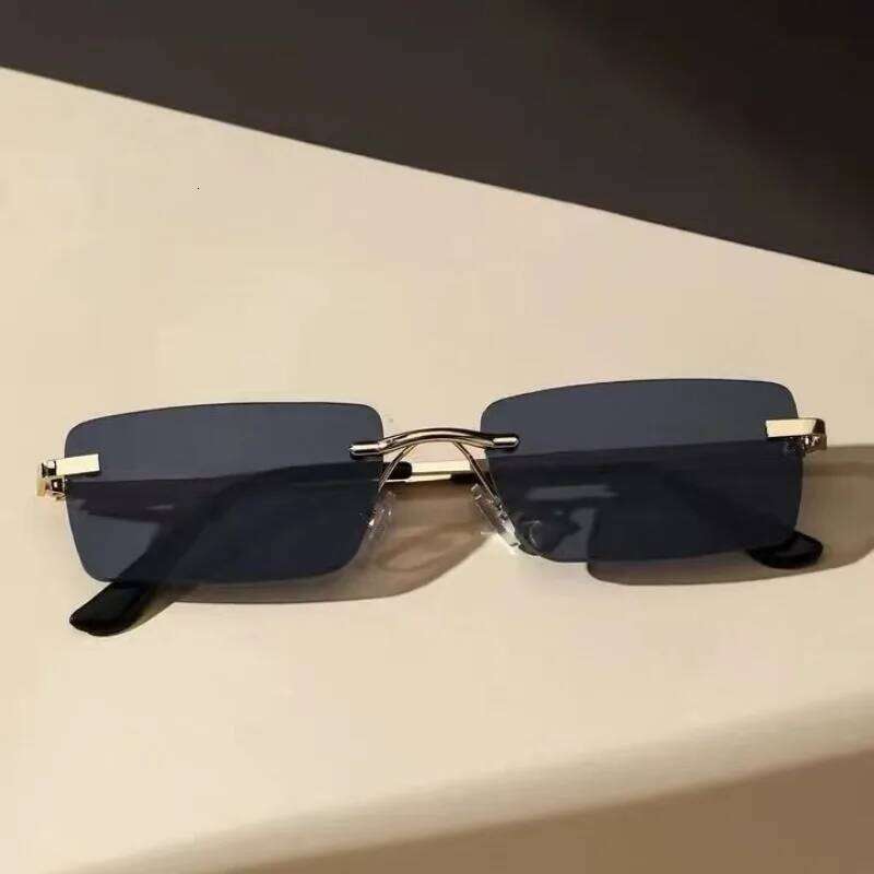New Retro Men Square Frame Rimless Sunglasses Outdoor Beach Party Sun Glasses Fashion Women's Sunshade Eyewear Z260306