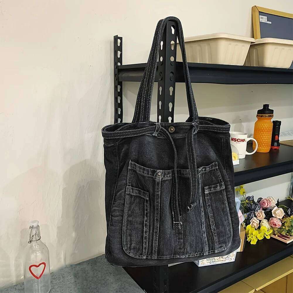 Casual Handbag Large Capacity Denim Tote Fashionable Everything High Appearance Level Shoulder Commuter Underarm Bag XJ260306
