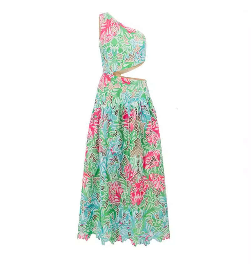 2026 Spring and Summer New European and American Vacation Style Sexy Off Shoulder a2 Lace Long Dress Children's Style