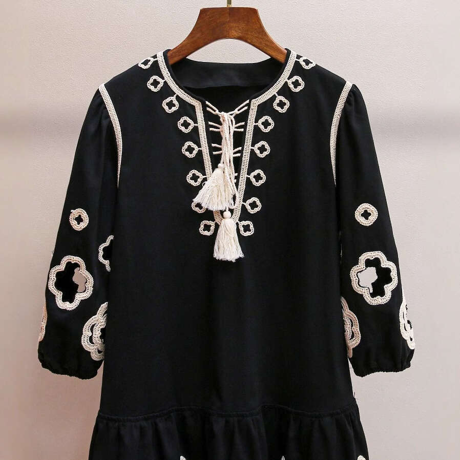 2026 Spring and Summer New French Retro Elegant Social Vacation Style Heavy Embroidery A-line Skirt