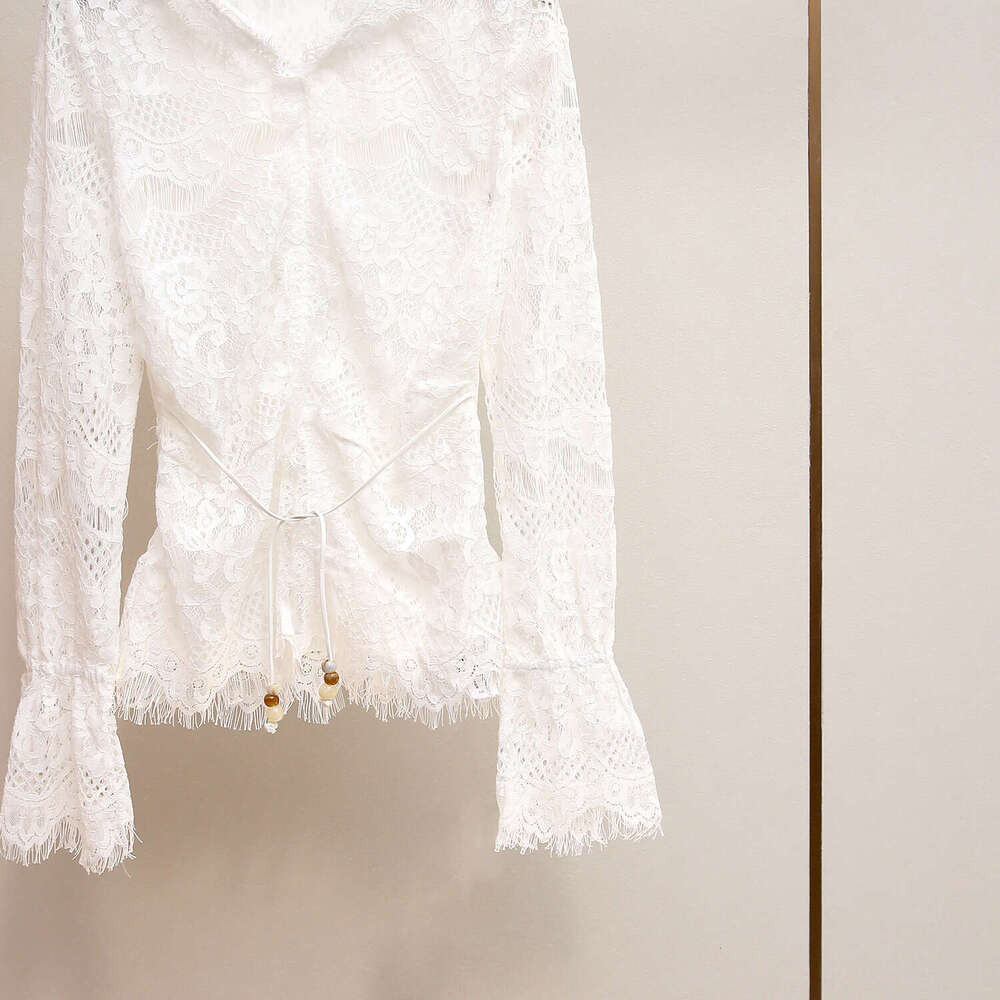 2026 designer high-end women's clothing autumn and winter new item heavy A12 water-soluble lace hooded slim fit women's top