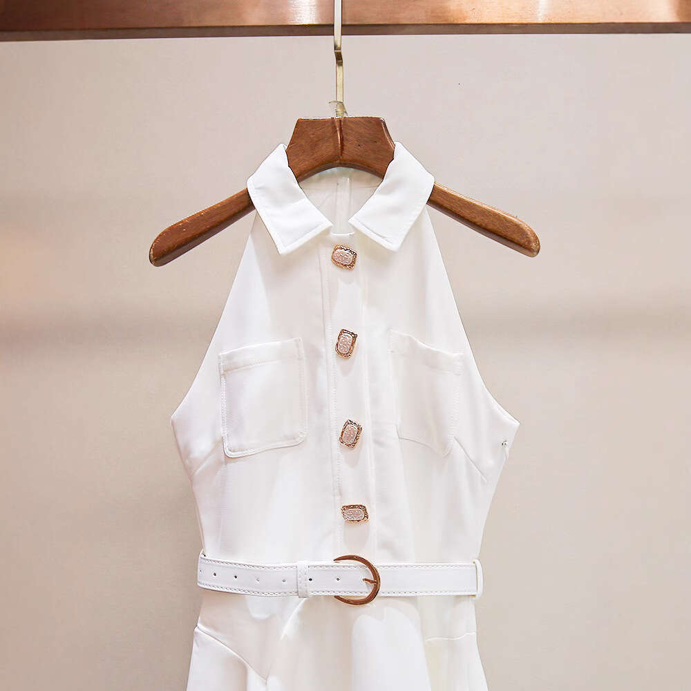 2026 new summer French retro style backless collar sleeveless A-line waist waist umbrella slimming dress