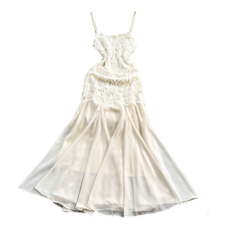 2026 designer French three-dimensional floral lace elegant women's vest dress summer new fish tail hem