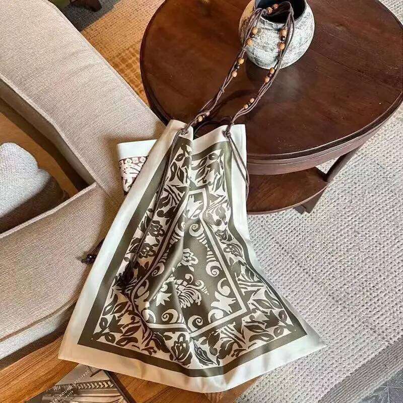 2025 Double-sided Printed Scarf Fabric Single-shoulder Bag Lazy Summer Women's Fashion Handbag Square Silk Soft XJ260306