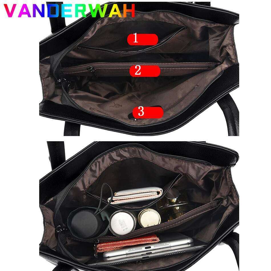 Genuine Soft Pu Leather Handbags for Women Vintage Shoulder Tote Bag Luxury Designer Ladies Large Capacity Purse Bags Sac A Main XJ260306