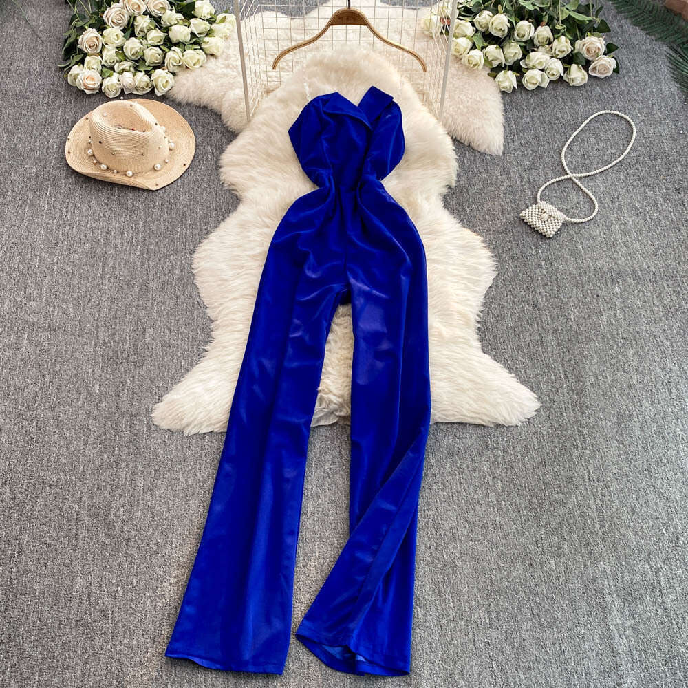 2026 niche light luxury high-end women's jumpsuit European and American travel style A13 backless strapless