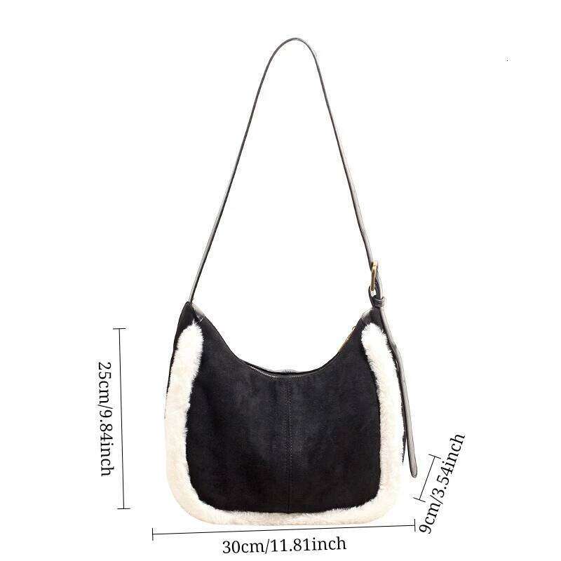 New Shopping Crossbody for Women Faux Suede Simple Texture Shoulder Bags Fashionable Winter Fluffy Casual Commuting Bag XJ260306