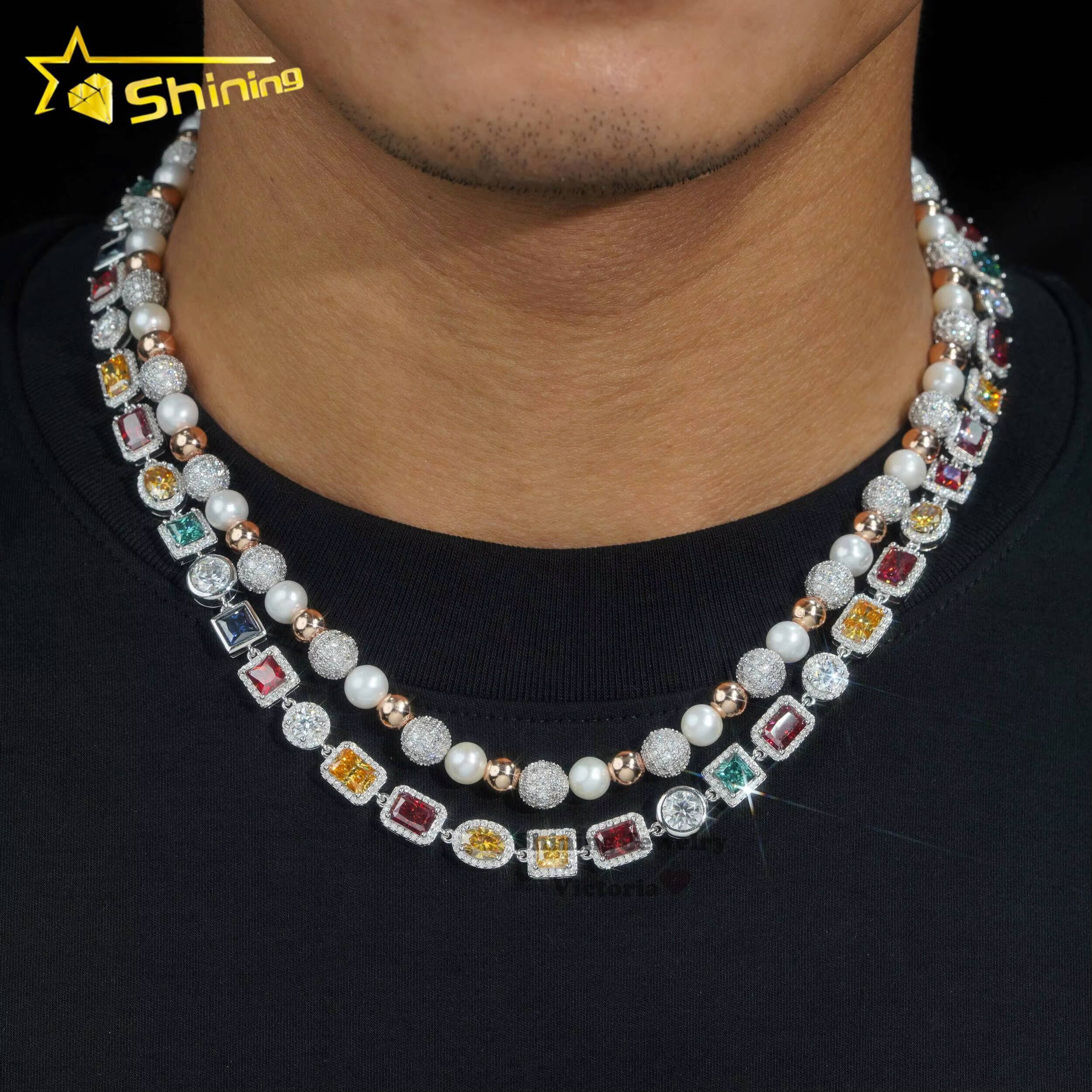 Rapper Jewelry 8mm 10mm Hip Hop Necklace Sterling Silver Vvs Moissanite Diamond Link Chain Moissanite Jewelry for Man Women