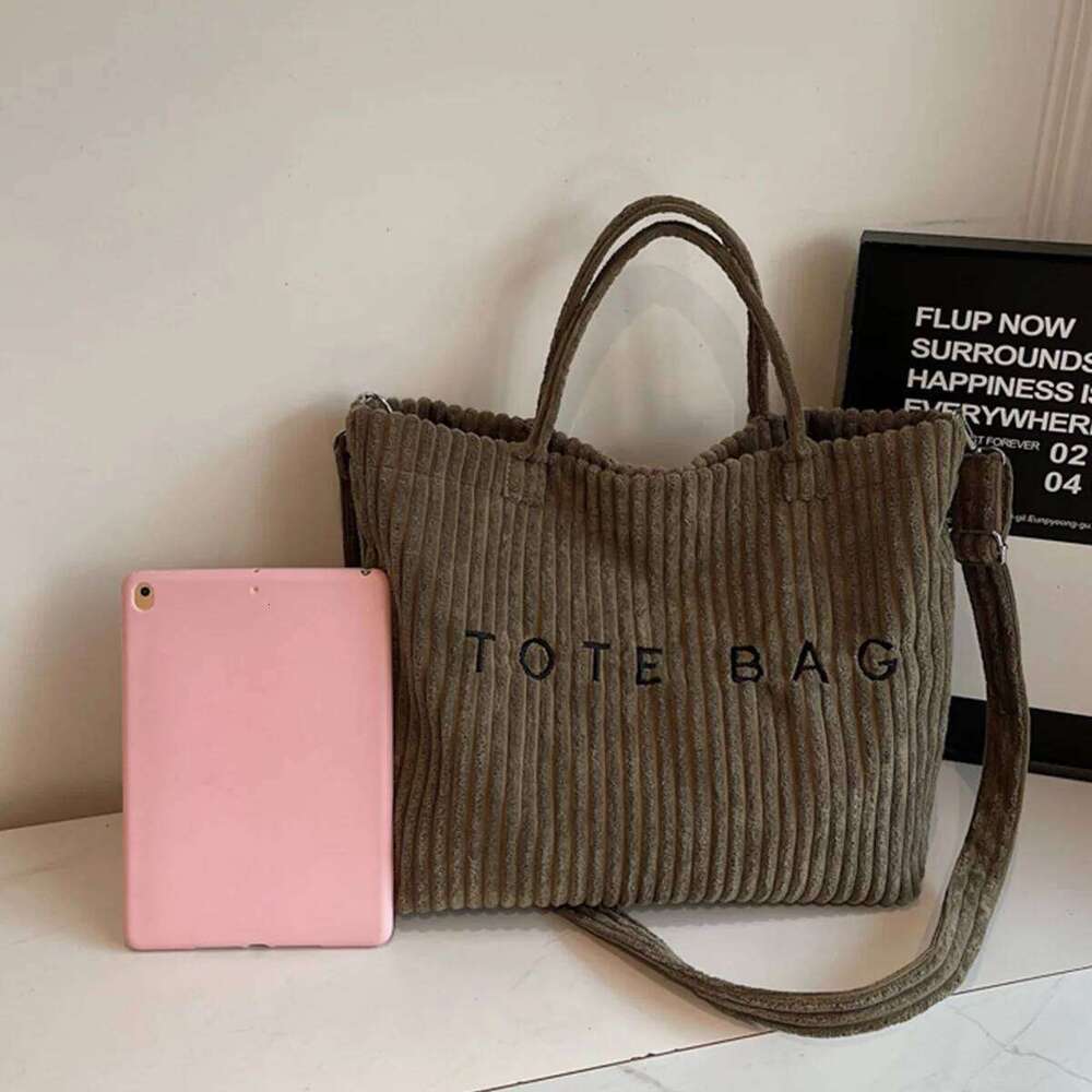 Multifunction Fashion Striped Shoulder Bag Featuring Letter Solid Color Large Capacity Soft Material Velcro Detachable Strap XJ260306