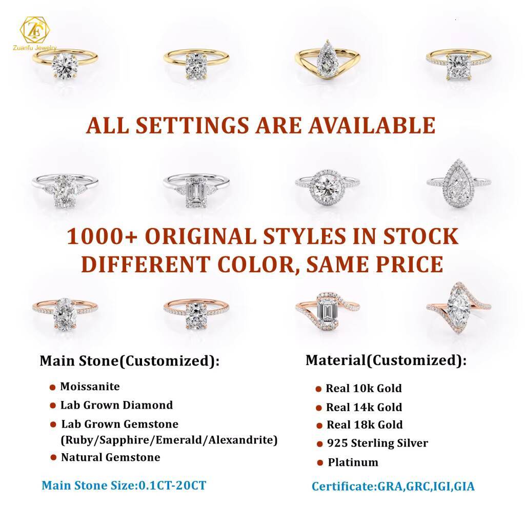 Custom Wedding Engagement Ring IGI CVD HPHT Lab Grown Diamond 10K 14K 18K Solid Gold White Gold Rings Jewelry for Wedding