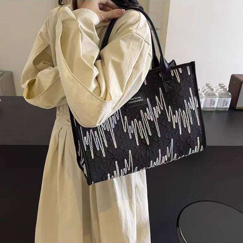 Large Capacity Canvas Versatile Women's Fashion Portable Shoulder Commuter Tote Bag Ethnic Style XJ260306