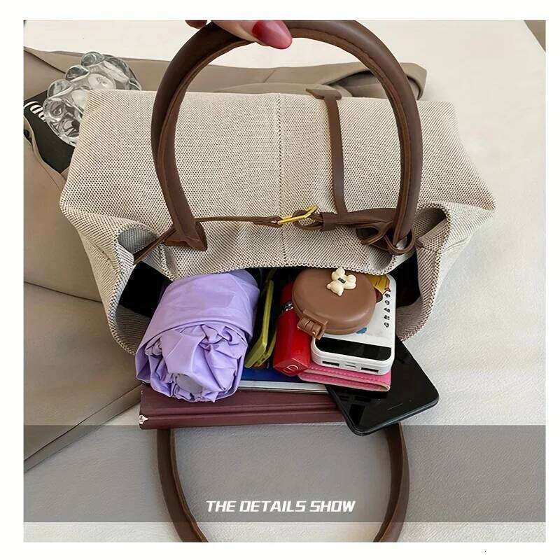 Retro Large Capacity Shoulder Tote Bag Women Durable Material Travel Commuter Handbag Suitable for Fitness Swimming Shopping XJ260306