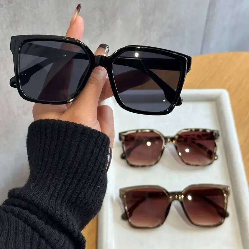 3Pcs Women's Retro Fashion Oversized Rectangular Frame Combination Uv Protection Outdoor Sunglasses Z260306