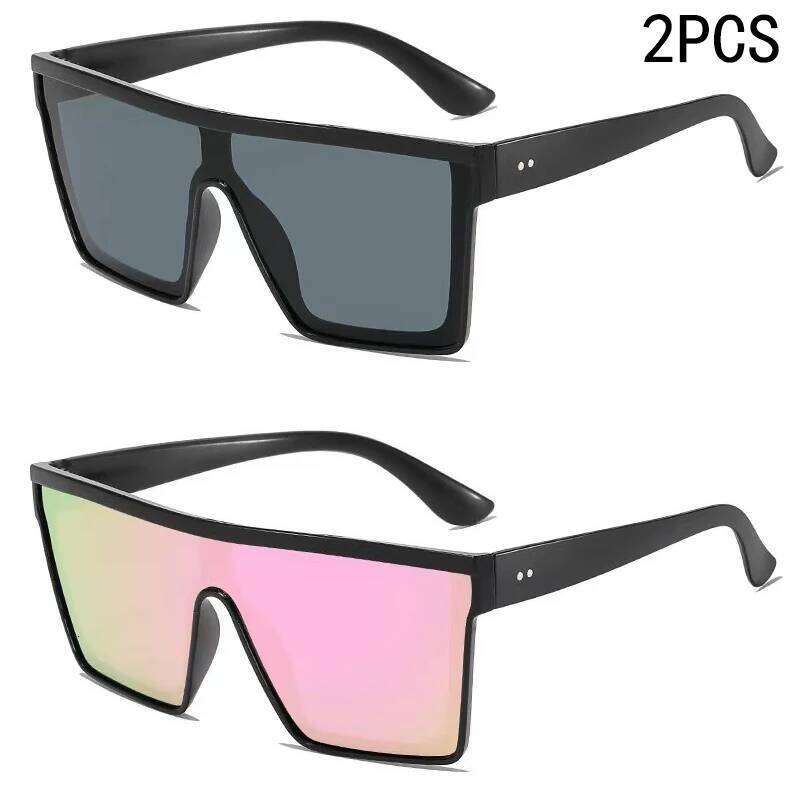 2PCS Box Fashion Trendy Cycling Driving Ins Sunscreen Sunshade Integrated Sunglasses 88211914 Z260306