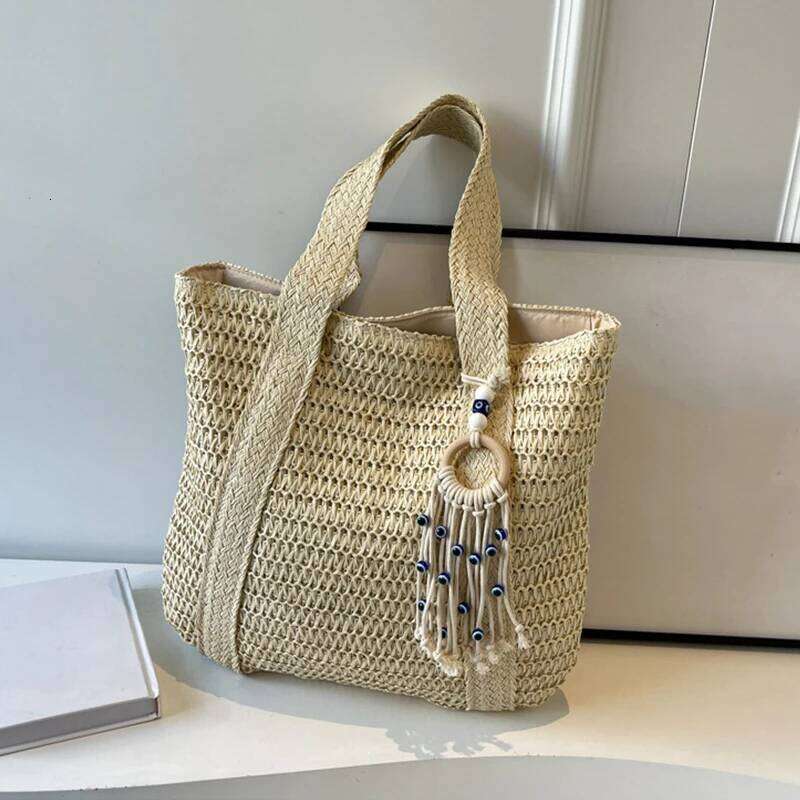 Summer Straw Woven Tote High Capacity Portable Shoulder Bag for Beach Tourism And Vacation Popular New Trend XJ260306
