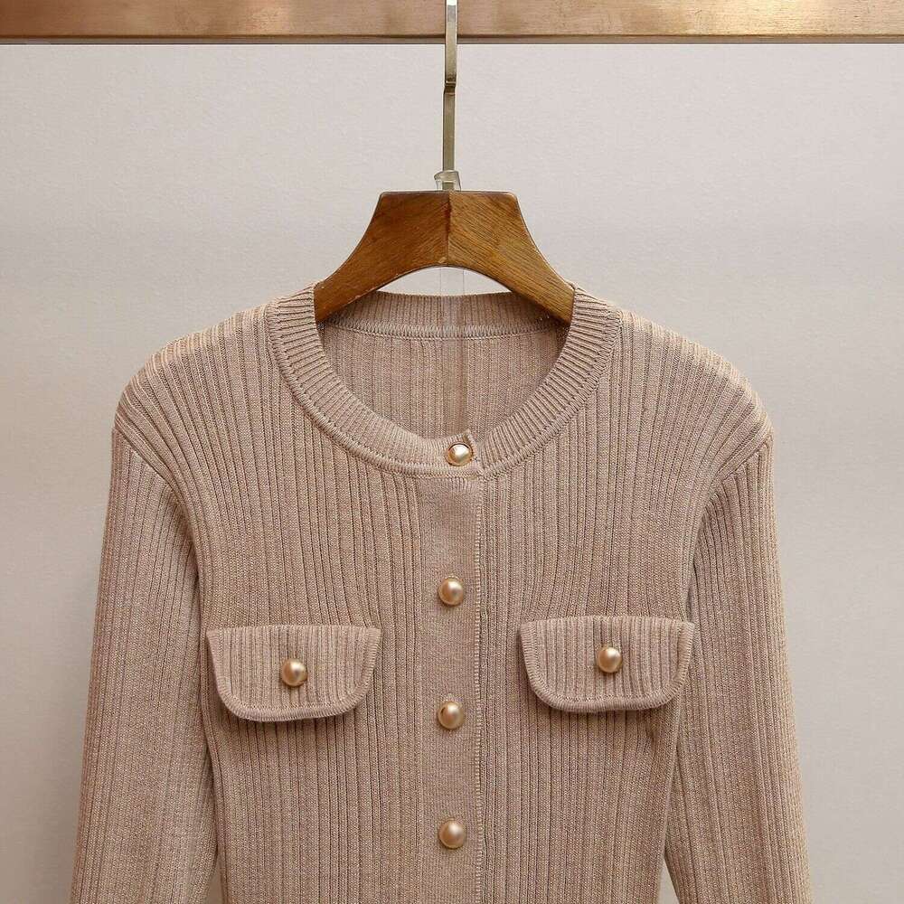 The new 2026 autumn and winter collection features high-density, elegant, and slim fitting A-line knitted dresses