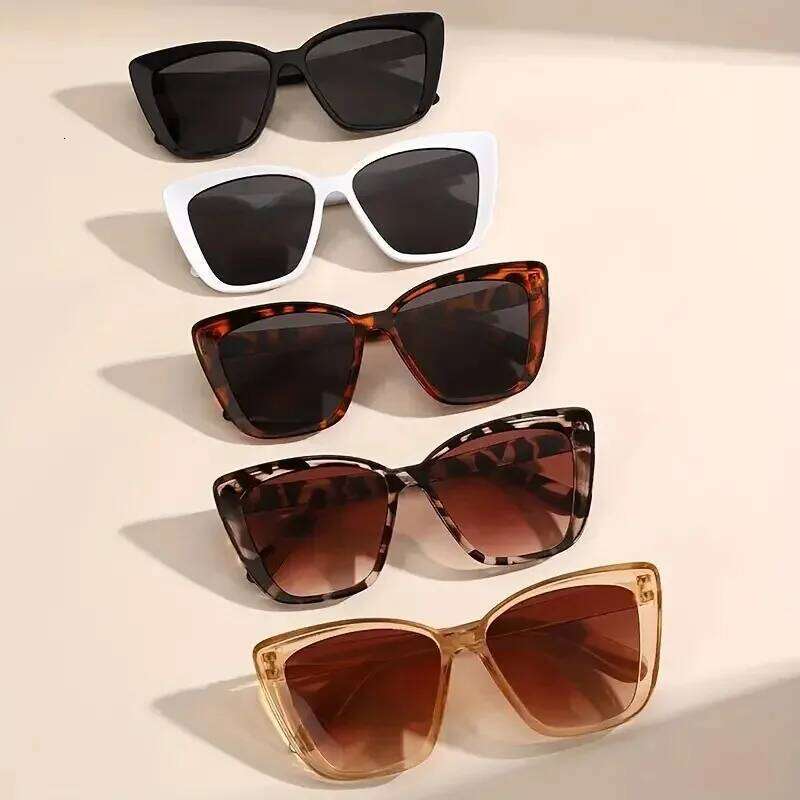 5 Pcs Women's Vintage Cat-Eye Sunglasses Frame Trendy Street Style For Hiking Outdoor Activities Glasses UV400 Eyewear Z260306