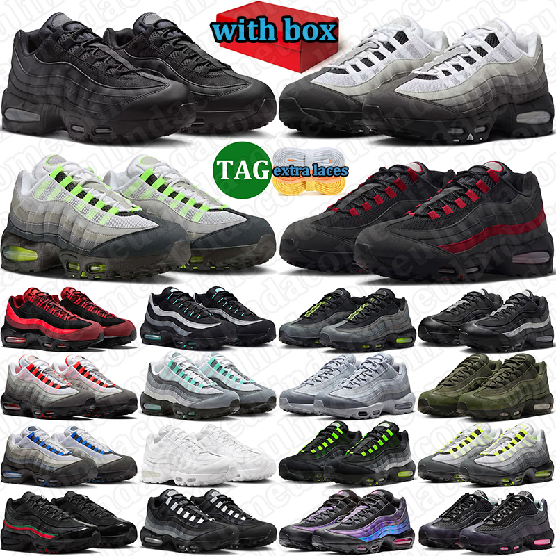 with box free shipping 95 95s men women running shoes breathable sneakers outdoor durable trainers comfortable sports shoe Black Anthracite Neon