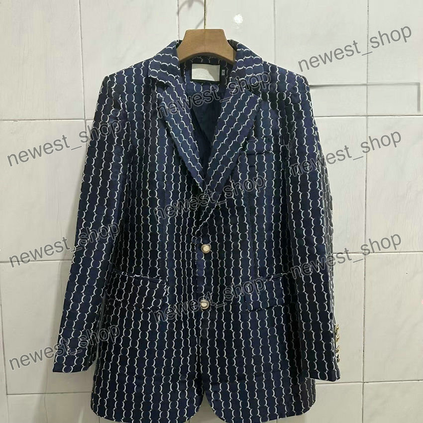 Western clothing womens Blazers designer autumn luxury outwear Double letter pattern print coat blue patchwork Suits Blazer Male dress suit S-XXL