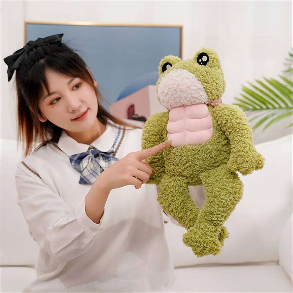 1pcs35cm cute muscular frog plush toy funny boyfriend to sleep pillow doll birthday gift R260908 - view 4