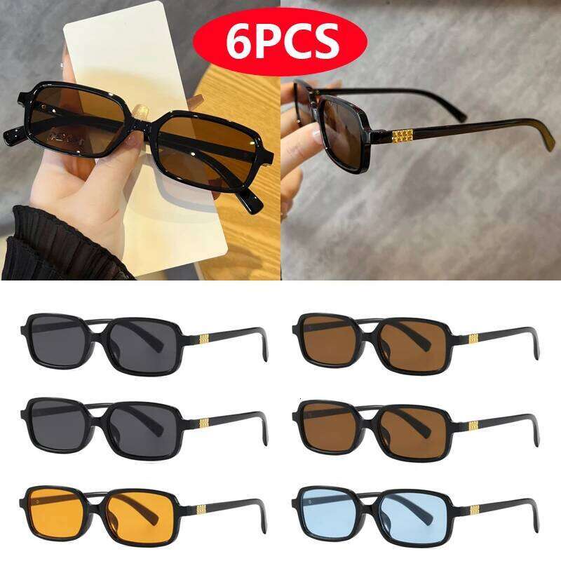 4pcs/6pcs New Small Square Sunglasses Sets Women Retro Eyeglasses Minimalist Style Design Sunshade UV400 Glasses Unisex Z260306