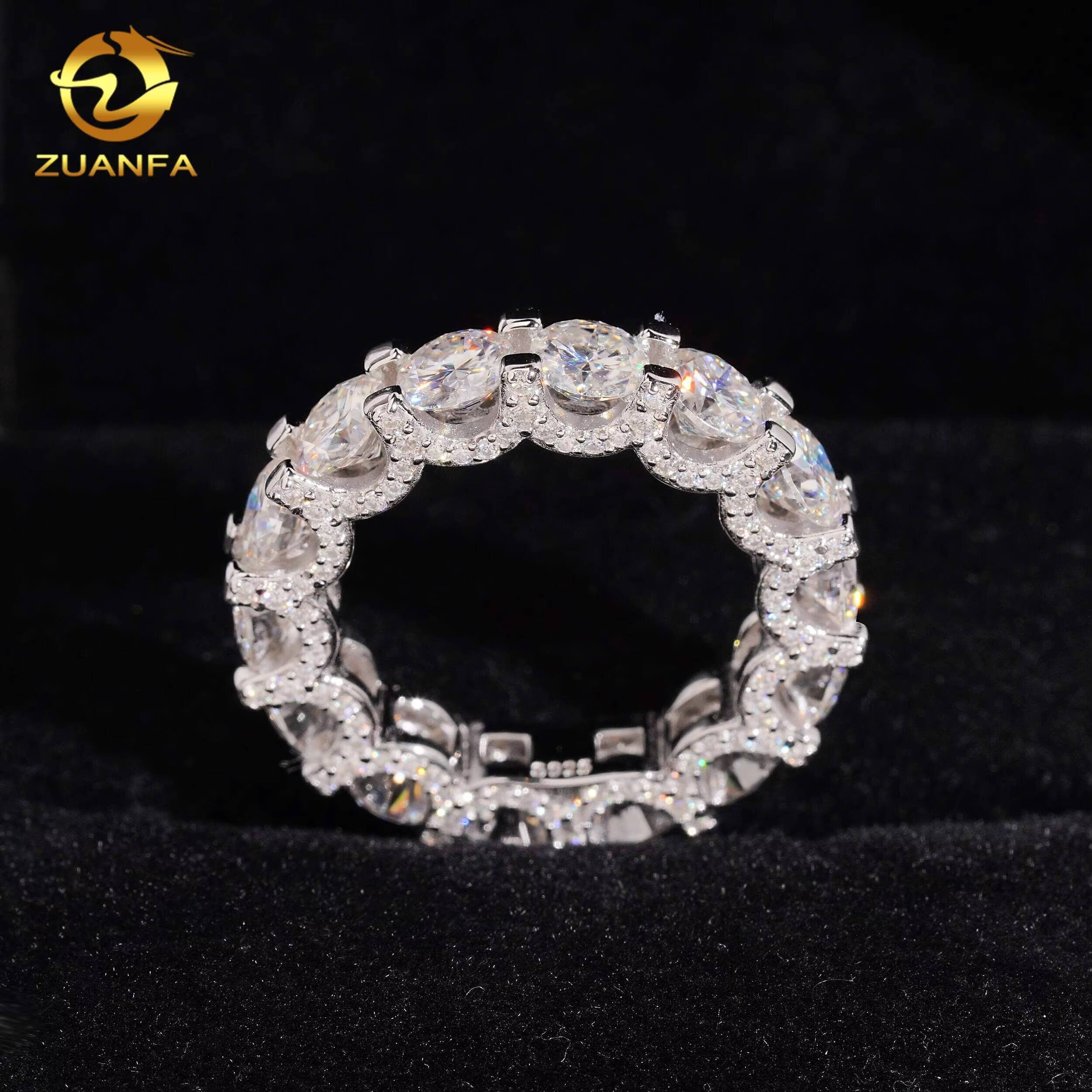 New Arrivals Hot Sale Hip Hop Design Moissanite Ring Pass Diamond Test S925 Silver Round Iced Out Ring Mens