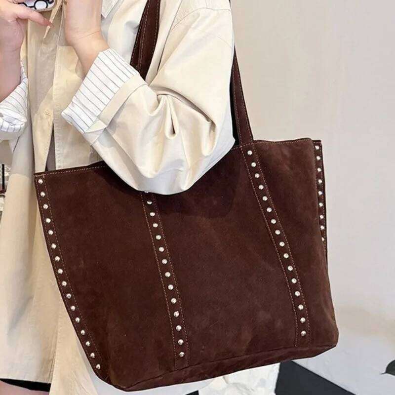 Fashion Solid Sewing Shoulder 2025 High Quality Retro Sweet Handbag Brand Sequined Suede Fleece Large Capacity Bag for Women XJ260306