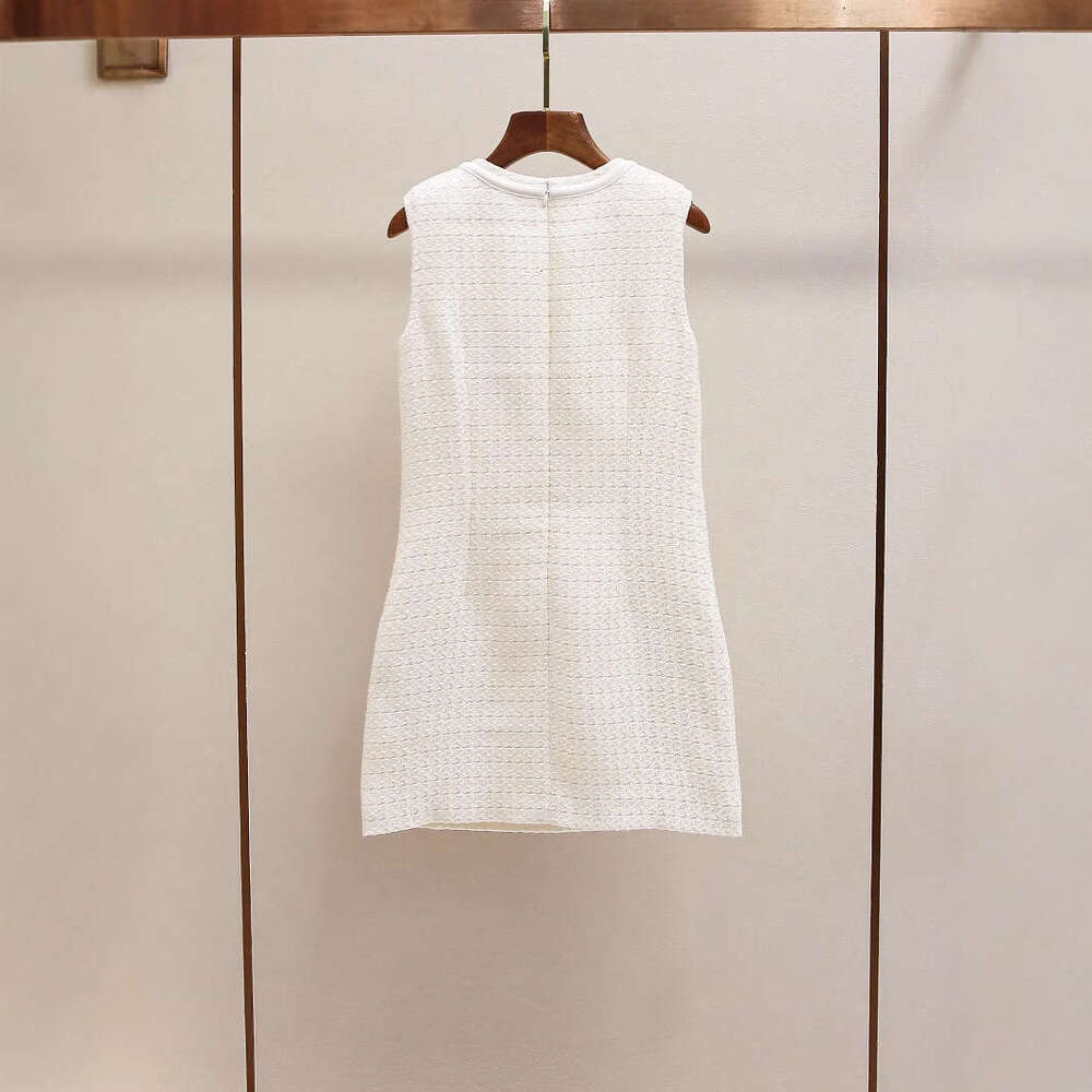 2026 Spring/Summer New French Elegant Social Bead Bow Checkered Tank Top Dress