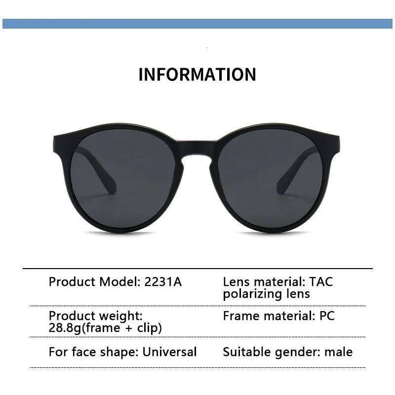 5PCS Magnetic Polarized Clip On Women Men Plastic Frame for Night Driving Sunglasses UV400 Z260306
