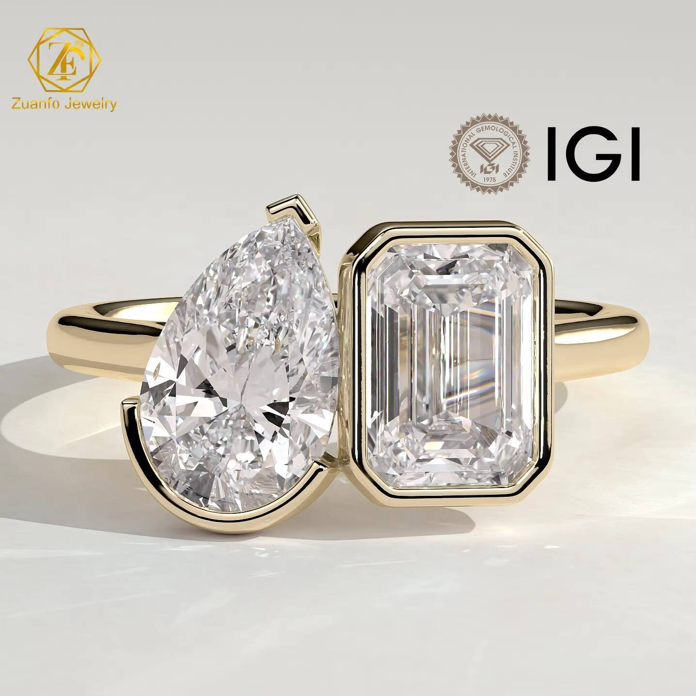 Custom Wedding Engagement Ring IGI CVD HPHT Lab Grown Diamond 10K 14K 18K Solid Gold White Gold Rings Jewelry for Wedding