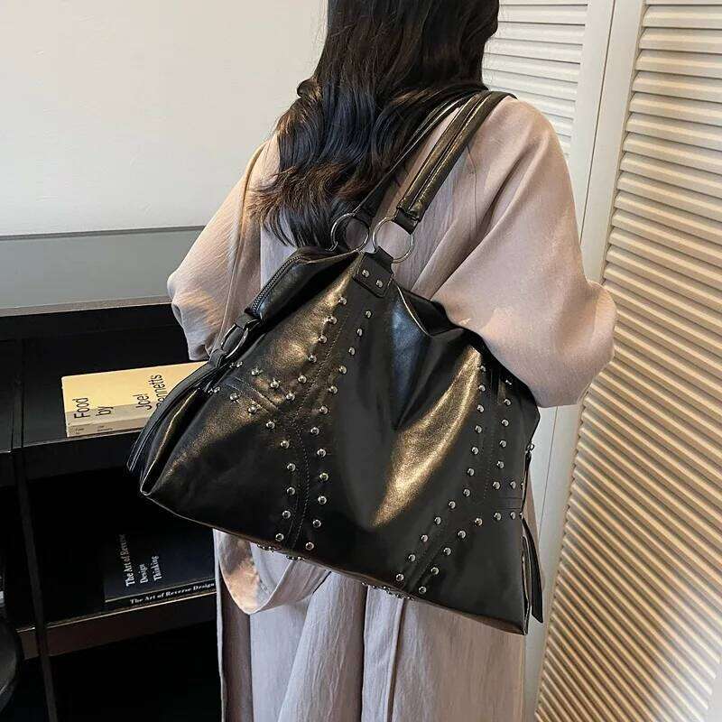 Retro Trendy Rivet Fashionable Tote for Woman Shoulder Bags Large Capacity Designer Bag Purse and Handbags XJ260306