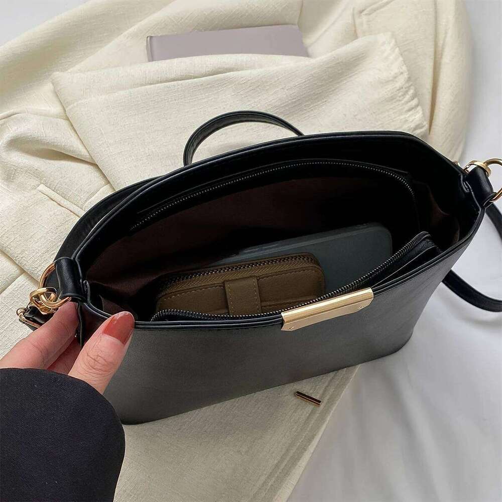 Classic Women's Solid Faux Leather Shoulder Adjustable Straps Stylish Shell Shape Crossbody Bag Zipper Closed Unlined Inside XJ260306