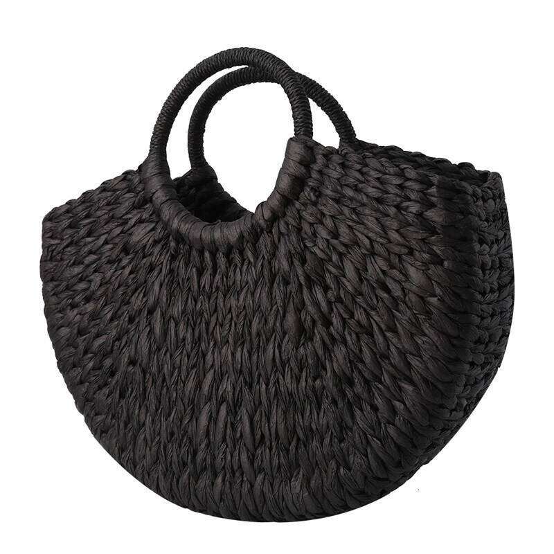 Women New Imitation Straw Handbags Woman Handmade Woven Basket weave For Femme Ladies Simple All-Match Handbag XJ260306